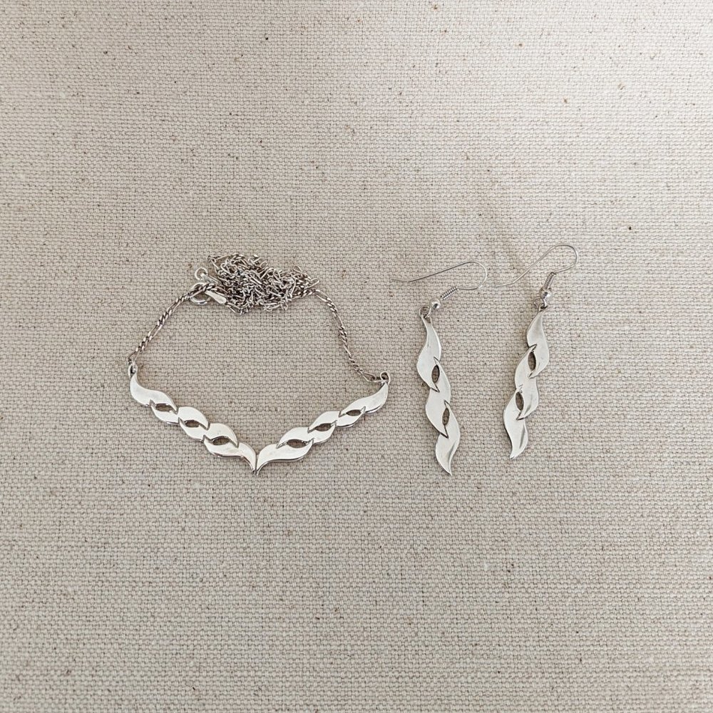 Sterling silver necklace and earrings set